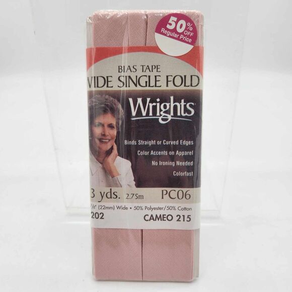 Lot of 2 Wrights Wide Single Fold Bias Tape PC06-215 Cameo 7/8" Wide 3 Yds Each - Picture 2 of 4